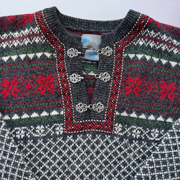 Squaw Valley Vintage 100% Wool Nordic Fair Isle Sweater Women's Size Medium - Picture 8 of 8